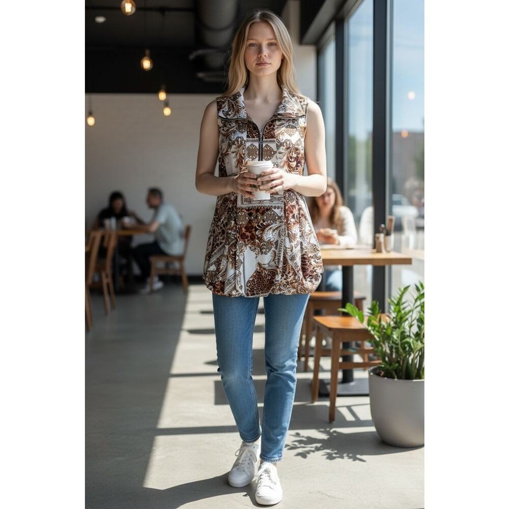 CANDISS Cole Chatsworth Zipper Top TUNIC SZ L